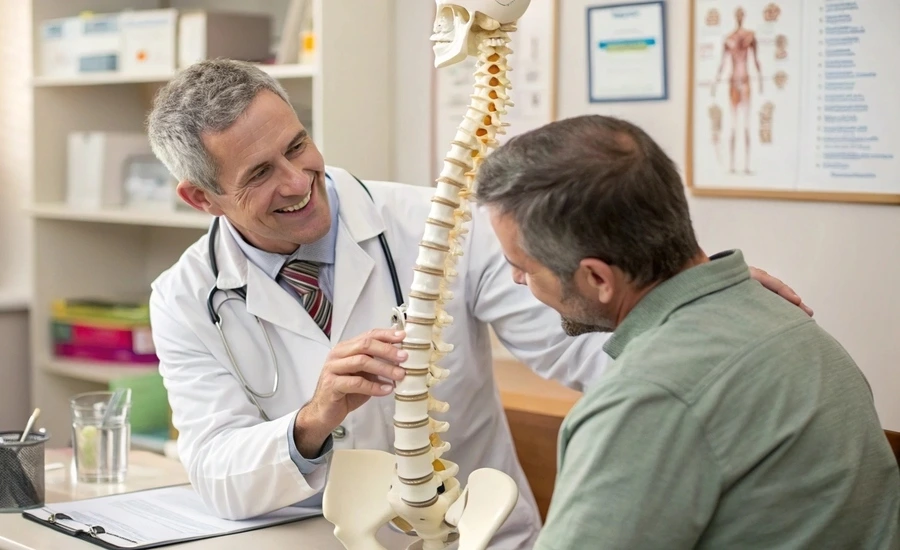 Ортопедична консультація з демонстрацією моделі хребта
